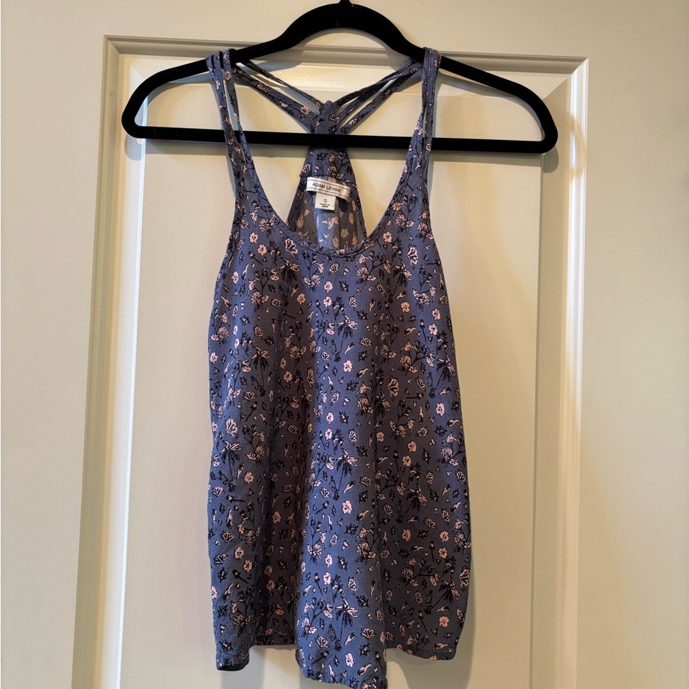 Adam Levine Collection Navy Floral Tank Top